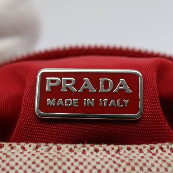 PRADA Hand Bag Canvas Gray Red Auth bs9757 - Picture 10 of 16
